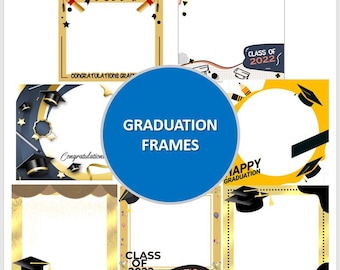 Graduation Frames Clipart | Class of 2022 | 7 Clipart Files | PNG & JPG Instant Downloads