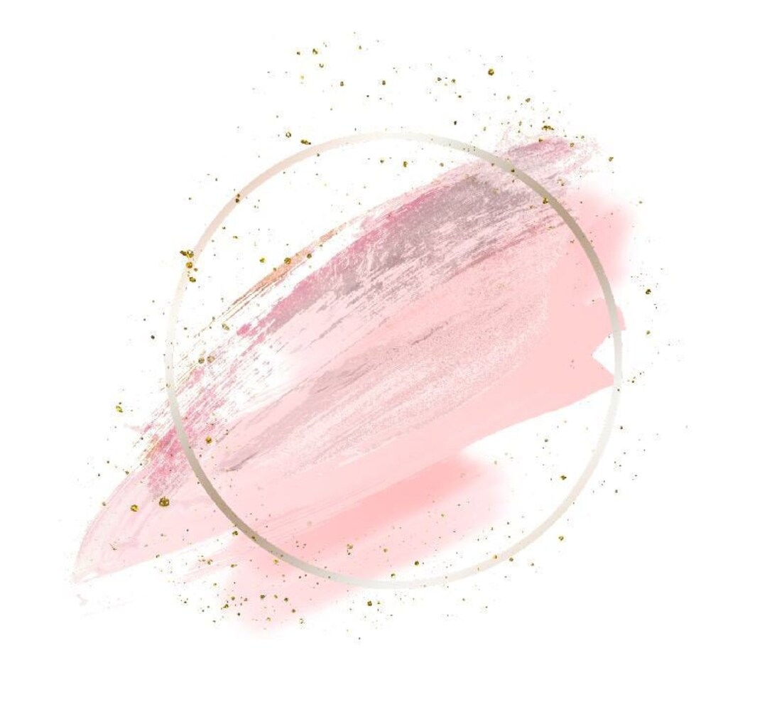 Pink Brush Strokes Circle Clipart Glitter Circle Border Frame BONUS