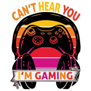 Gamer Logo Can&#39;t Hear You I&#39;m Gaming Art | Game Room Art and Decor | Minimalist | Video Game Wall Art | Digital Download