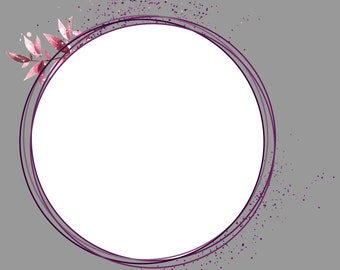 Plum Colored Floral Frame, Minimalist design, clipart, High Quality, BONUS download included, PNG Instant downloads