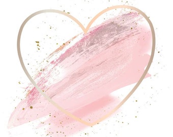 CUSTOM Gold Gradient Heart Around Pink Brush Strokes