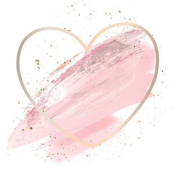 CUSTOM Gold Gradient Heart Around Pink Brush Strokes