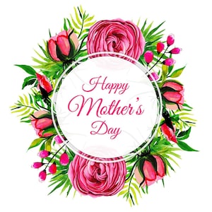 Three Mother's Day Designs Clipart Graphics, Love Mom Happy Mothers Day PNG and JPEG Instant Downloads image 1