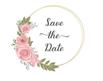 Beautiful Pink Floral Watercolor Gold Circle circle, border, wedding frame, rose gold, PNG, Instant download