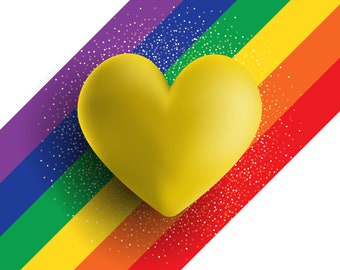 Rainbow  |  Love  |  3D Heart  | Digital Wallpaper  |  Clipart  |  Easy Digital Download | LARGE | Beautiful, High-Quality