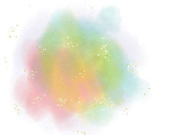 Rainbow Shimmer Watercolor | Watercolor and Sparkles Only | Clipart | Logo Background | PNG Instant downloads