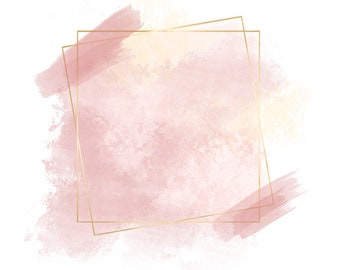 Pink Watercolor | Gold Circle Clipart | Glitter Round Frame | BONUS download included | PNG Instant download