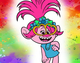 Trolls World Tour I Queen Poppy I Character Downloads I Wall Art I Rainbow  Colored Background - Etsy