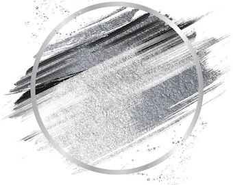 Silver Brush Strokes |  Circle Clipart | Glitter circle border frame | PNG and PDF, Instant download