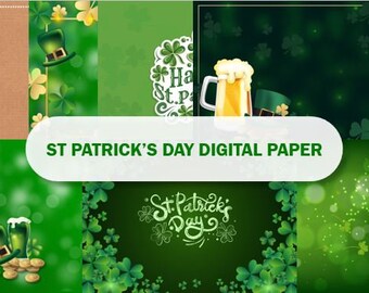 St Patrick's Day Digital Paper Clipart | High Quality Files | 7 clipart designs | Instant Downloads