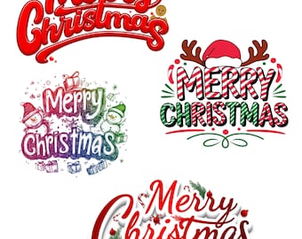 Merry Christmas Clip Art  |  4 Download Designs **Instant Download**