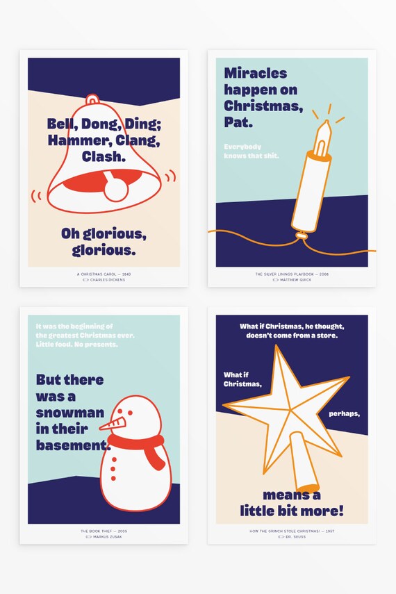 Christmas Greeting Cards With Envelopes 4 Cards Set Etsy