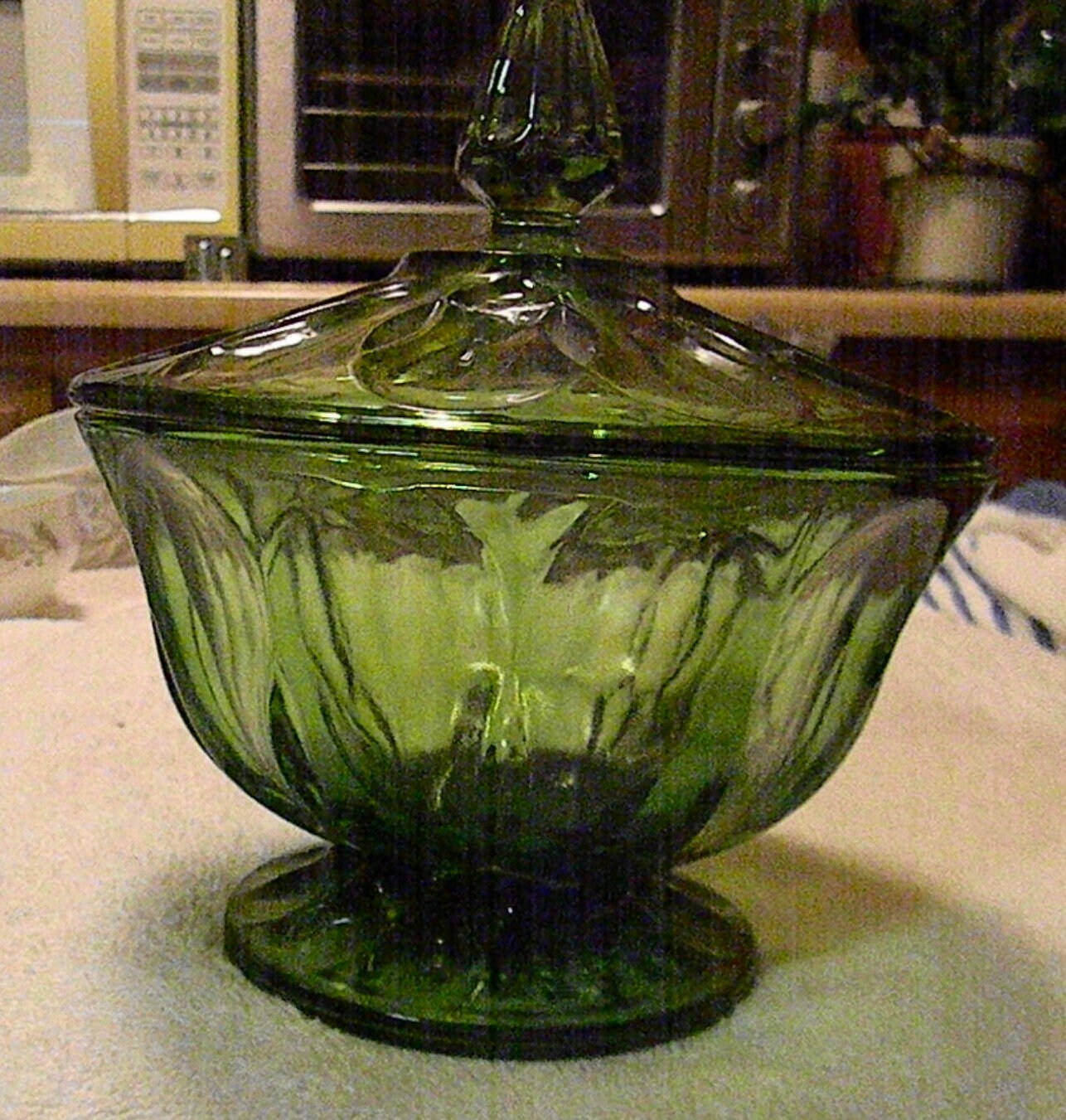 Vintage Covered Glass Green Candy Dish Etsy