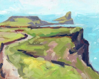 The Path to Worms Head, The Gower. 7'' x 5'' Art Greetings Card. Quality printed card, blank inside.