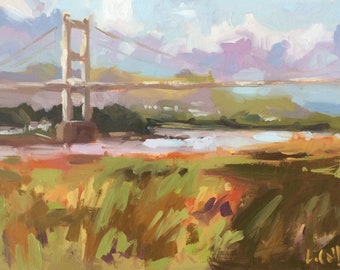 The Severn Bridge from Aust. 7'' x 5'' Art Greetings Card. Quality printed card, blank inside.