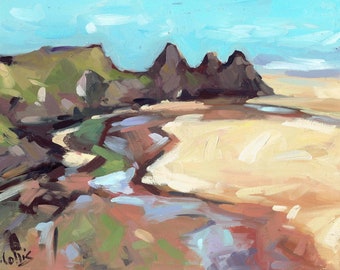 Three Cliffs Bay, The Gower. 7'' x 5'' Art Greetings Card. Quality printed card, blank inside.