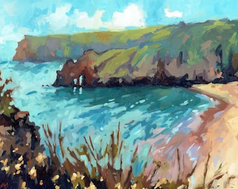 Barafundle Bay. 7'' x 5'' Art Greetings Card. Quality printed card, blank inside.