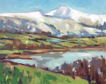 Pen-y-Fan and Llangors . 7'' x 5'' Art Greetings Card. Quality printed card, blank inside.