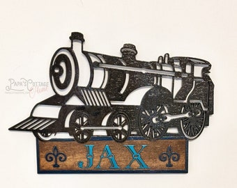 Custom Name Sign, Large Train, Personalized Name Sign, Kids Room Decor,  Personalized Wood Name Sign, Childrens Name sign