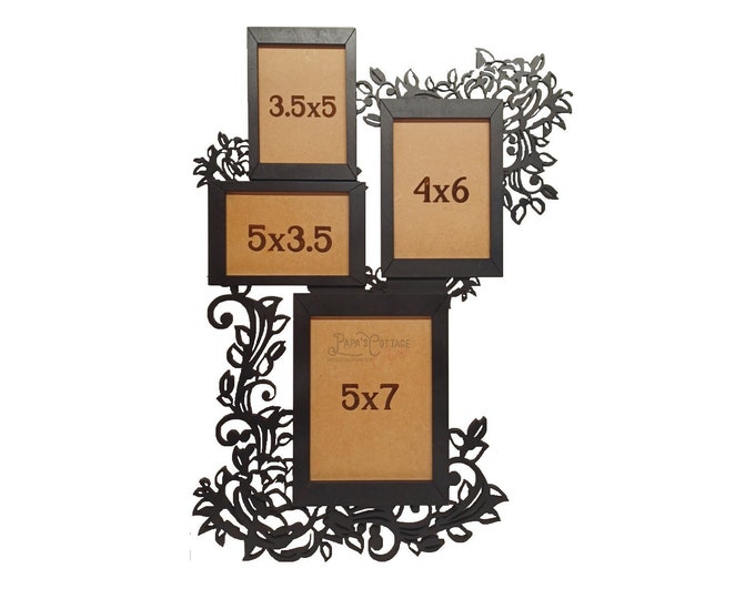 Ornate Flower 4 photo collage frame | Painted photo frame, Family photo collage, Photo Memorial, Picture collage