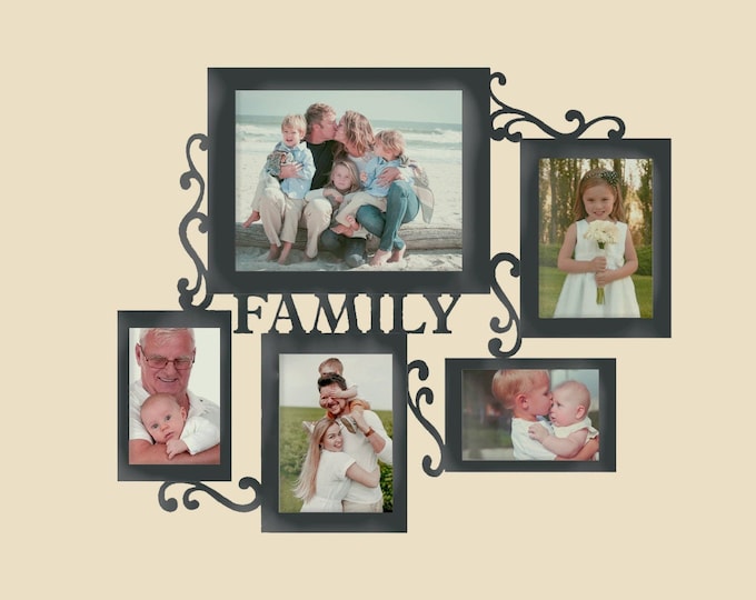 Family Collage Picture Frame | Stained Personalized photo frame, Family photo collage, Photo collage frame, Custom collage, Name Sign