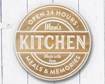 Mom's Kitchen Welcome Sign | Kitchen Diner sign, family sign, wall art, decor,