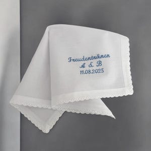 Handkerchief Tears of Joy Wedding with Lace & Custom Text - Personalized Gift Idea Bride and Groom Tears Cloth