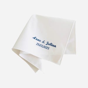 Fazzoletto da sposa con testo personalizzato ricamato nel colore desiderato – Regalo personalizzato per la cerimonia nuziale