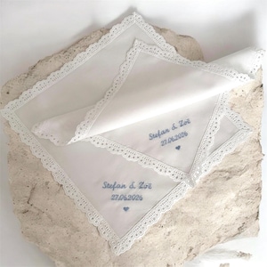 Hochzeit Taschentuch bestickt mit Wunschtext Wunschfarbe