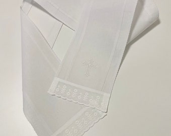 Baptismal scarf with cross made of cotton 120 x 23 cm embroidered on request