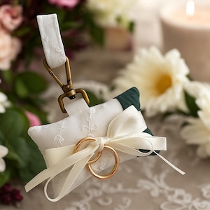 Ringkussen voor honden met donkergroen fluwelen lint voor bruiloften | Bruiloftaccessoires voor honden | Elegante hondenaccessoires
