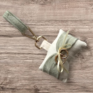 Ringkussen pistache hond bruiloft fluweel met linnen - schattige bruiloftsdecoratie voor honden op de huwelijksceremonie