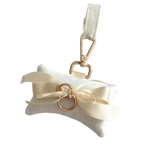 Karabijnhaak naar keuze Bruiloft Honden Ringkussen Crème – Elegant ringkussen voor honden op de huwelijksceremonie, ringkussen voor de bruiloft
