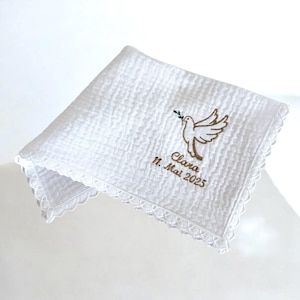Muslin Baptismal Shroud Embroidered with Dove for Baptism