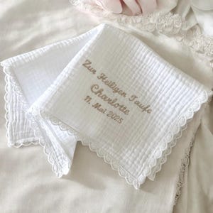 Regalo per fazzoletto battesimo con testo desiderato | Regali personalizzabili e per battesimo | Ricordi fatti a mano
