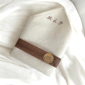 Pocket square with monogram or custom text - cream or white