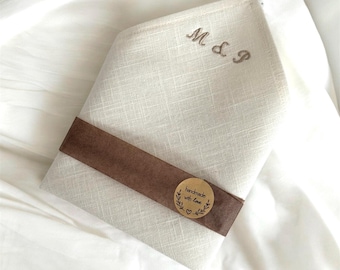 Einstecktuch mit Monogramm oder Wunschtext - Creme oder weiß