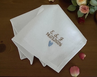 Wedding handkerchief embroidered cotton in your choice of color