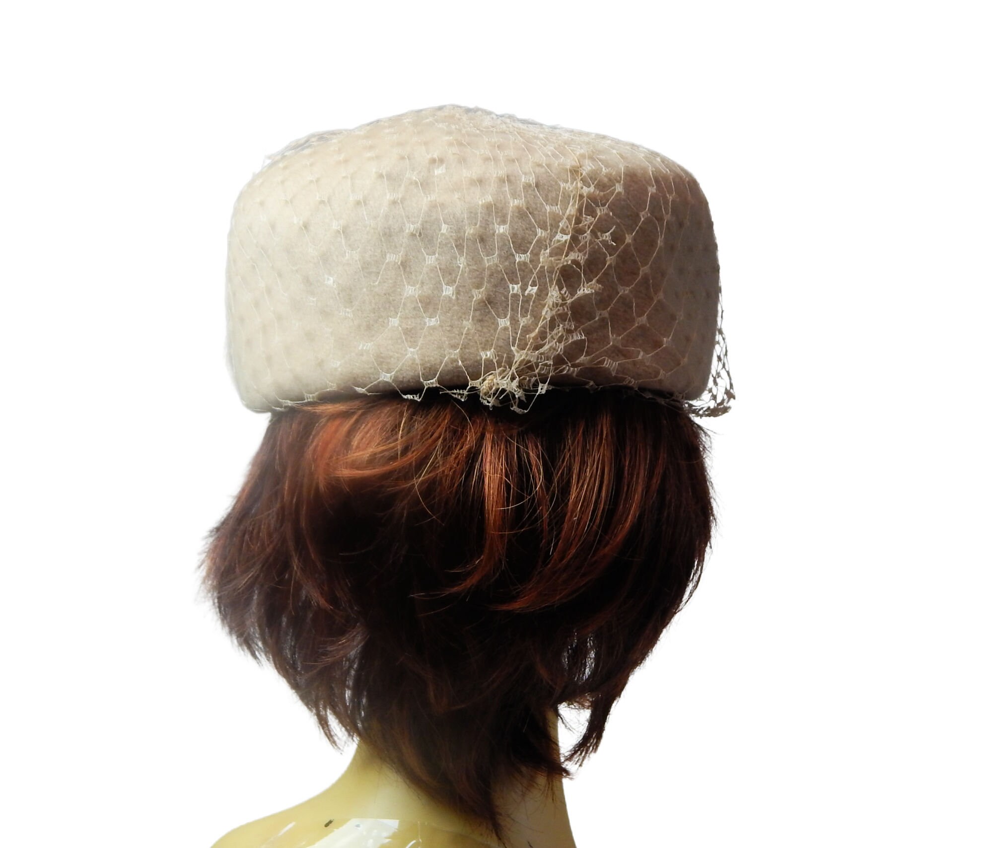 Pillbox Hat with Netting and Pearls and Rhinestones Glenover Etsy