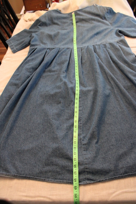 Blue Cotton Denim Maxi Dress w Attached Embroider… - image 8