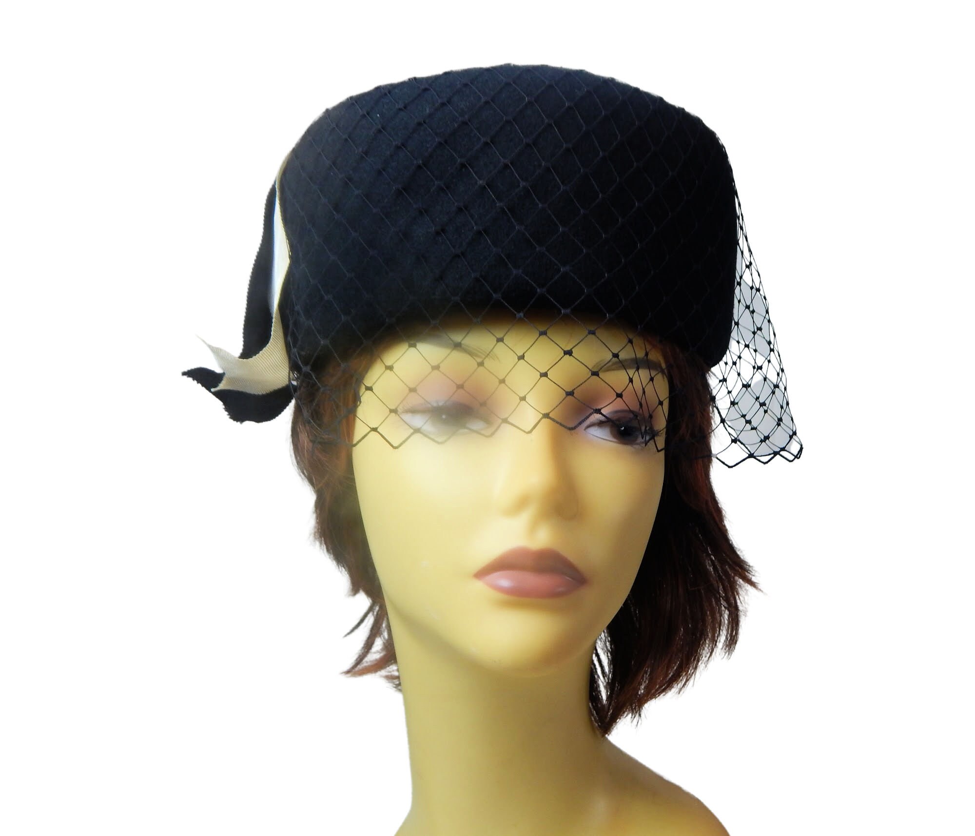 Veiled Pillbox Hat Bollman Hat Co Pillbox Hat with Netting Etsy