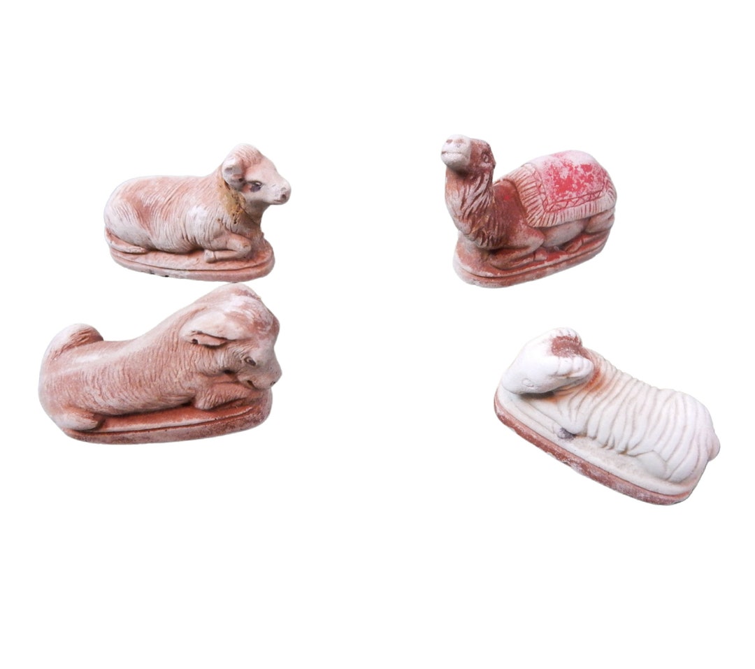 Chalkware Nativity Animal Figurines Set of Four Chalkware Etsy