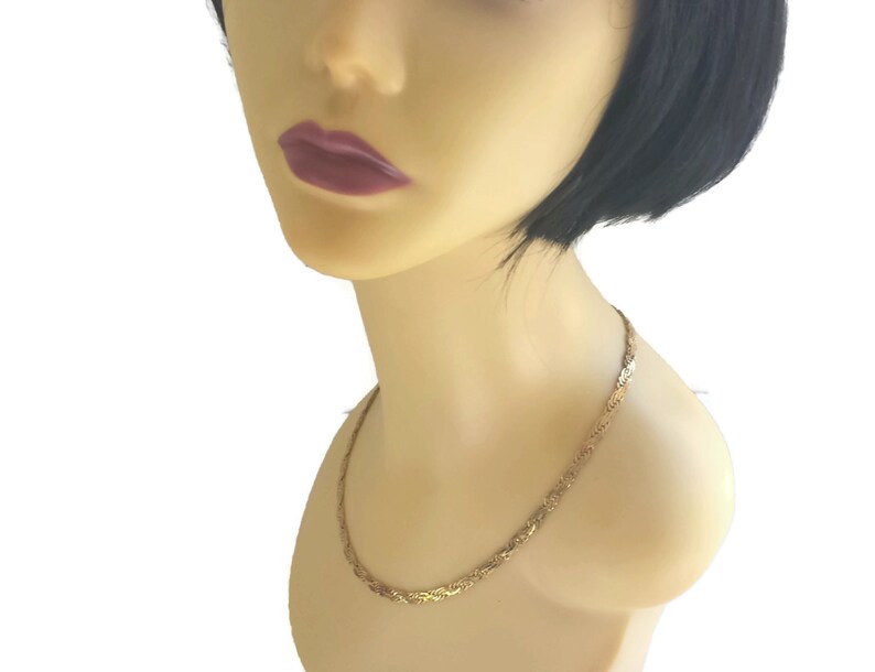 Trifari Flat Rope Necklace Gold Tone Signed