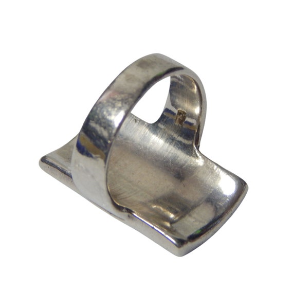 Red Jasper Sterling Silver Statement Ring: 1940s … - image 9