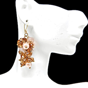 Dangle Cha Cha Bead Earrings Art Glass and Crystal  Beaded Earrings, Wires for Pierced Ears, Vintage Jewelry