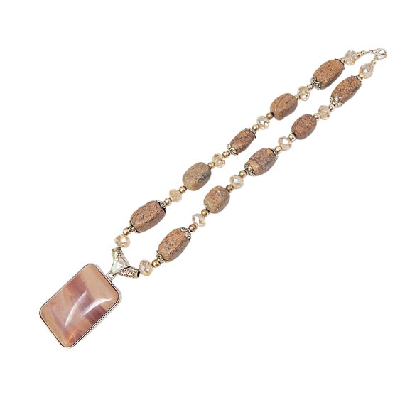 Striped Jasper Jewelry Set Pendant Necklace and D… - image 5