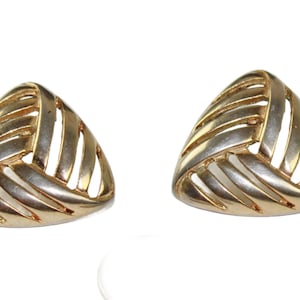 Vintage Triangle Earrings Cut Out Stripes Chunky Posts for Pierced Ears Jewelry