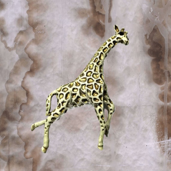 Florenza Giraffe Brooch Large Tall  White and Gol… - image 2