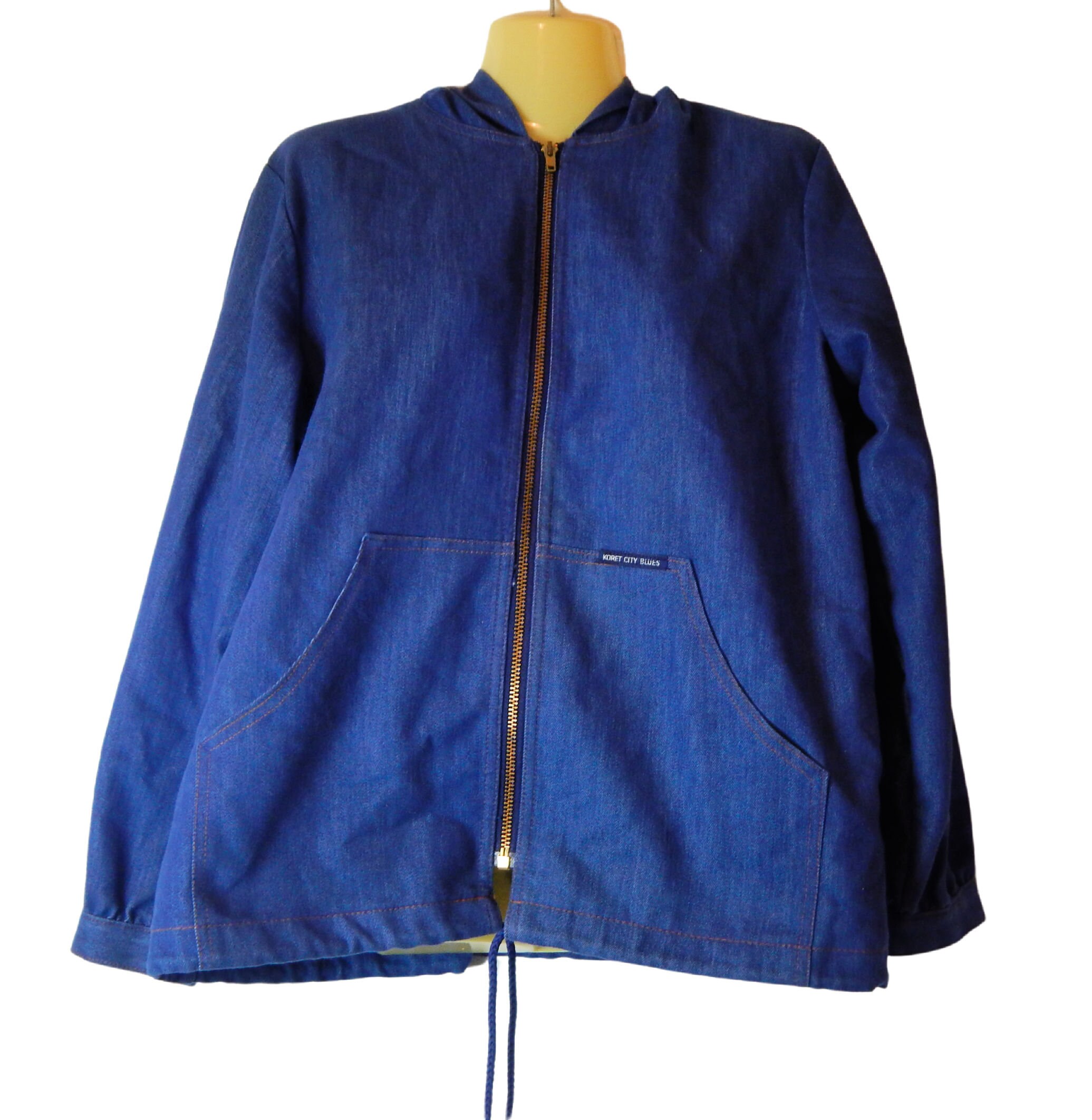 Blue Denim Zip Up Hoodie Jacket Woman's Lightweight | Etsy