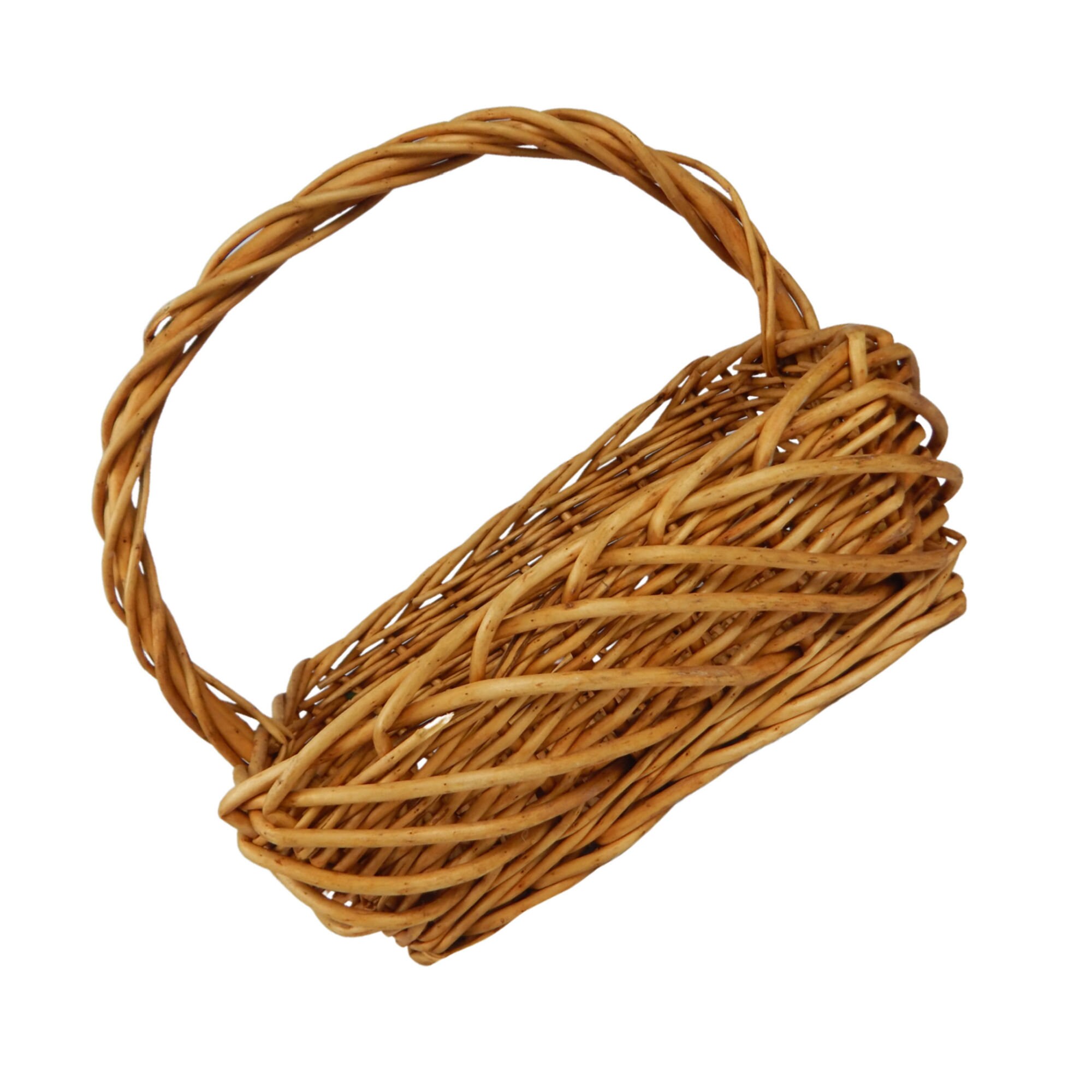 Sturdy Wicker Basket With Handle Natural Tan Color Rectangle Etsy